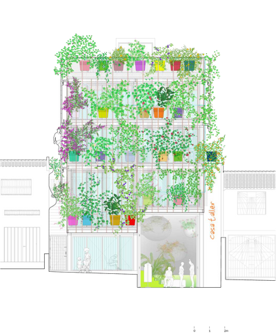 Edificio jardín hospedero y nectarífero